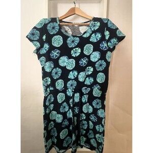 Sun Bay Knit Dress Womens L Black Summer Print Travel Vacation Stretch Beach